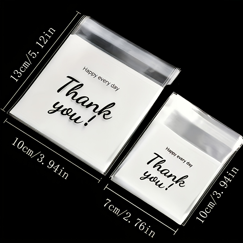 25pcs Thank You Plastic Gift Bags, Self-Sealing Design
